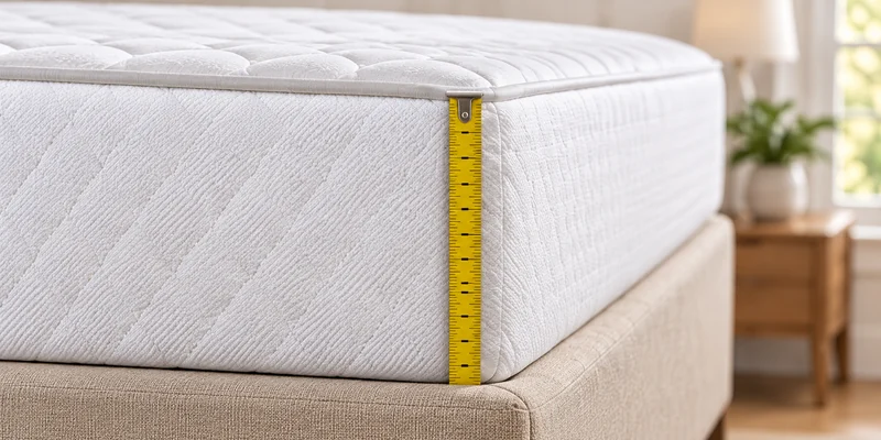 A tape measure against the side of a mattress (illustrative, not a measurement)