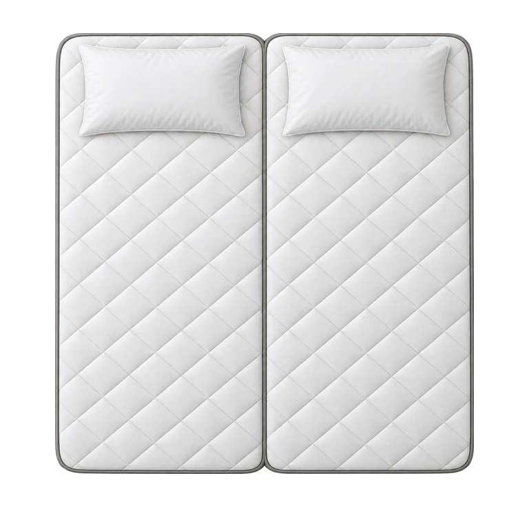 Split King mattress footprint illustration, two equal Twin XL sections