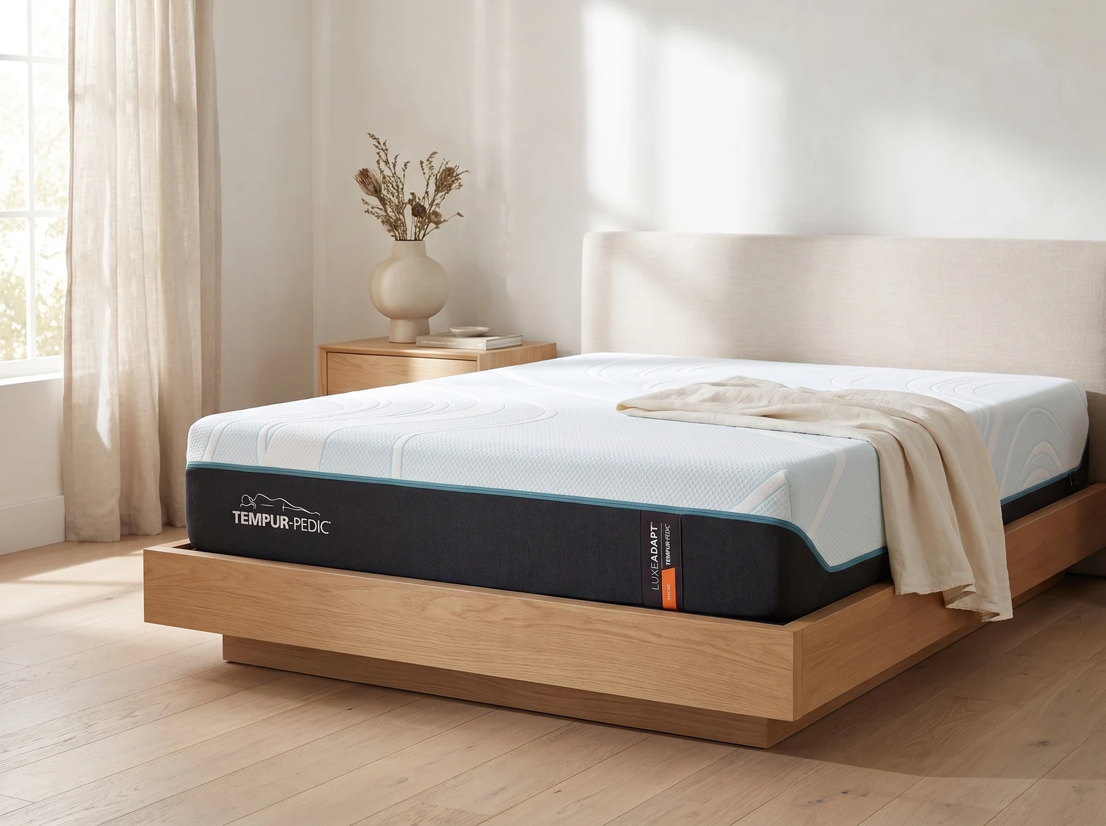 Tempur-Pedic mattress in a sunlit bedroom