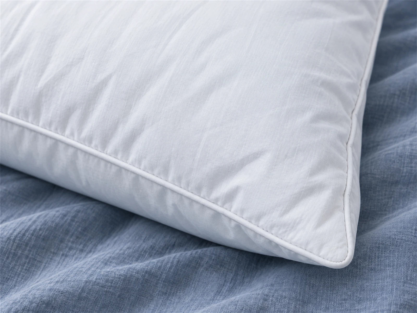 Sleep & Beyond myWool Washable Wool Pillow: Close-up of the cover fabric and edge