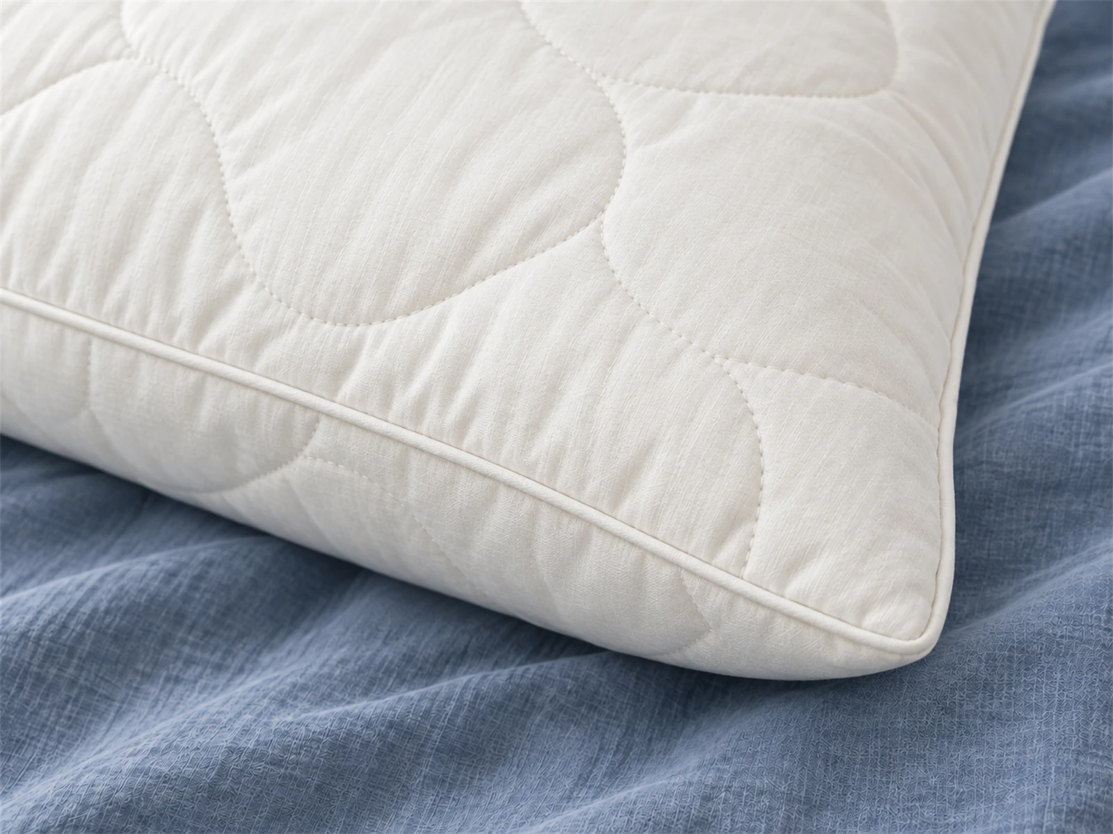 Sleep & Beyond myWoolly Adjustable Wool Pillow: Close-up of the cover fabric and edge